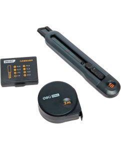 Купить Набор ручного инструмента + шуруповерт DELI Home Series Black HT0208 8 предметов, софттач, Cr-V сталь 170248  в E-mobi