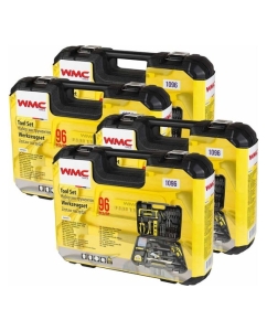 Купить Набор инструментов WMC TOOLS (4 комплекта) 96пр(дрель ударная ,набор бит, сверло ,плоск, уровень ,ножовка ,кл разводной ,рулетка ,ножовка ,уровень ,нож, комплект WMC-1096 ( 4 K-T )(58583)  в E-mobi