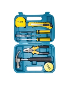 Купить Набор инструментов ISMA плоскогубцы, нож, рулетка, отвертки, изолента, молоток, в кейсе, 9 предметов ISMA-10009(50621)  в E-mobi