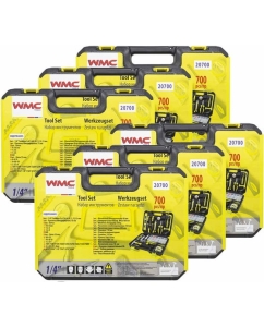 Купить Набор инструментов WMC TOOLS (6 комплектов) 700пр.1/4" (6гр.)(5-13мм,шарнирно-губцевый, биты,отвертки,расходник) WMC-20700 ( 6 K-T )(58584)  в E-mobi
