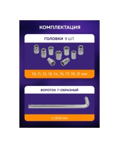 Купить Набор инструментов MEGATOOLS 10 предметов 1/2 ( 6гр.) MT-4104-5(57965)  в E-mobi