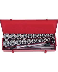 Купить Набор торцевых головок с принадлежностями (3/4", двенадцатигранные, 22-50 мм, 1"-2", 26 предметов) KING TONY 6226CR  в E-mobi