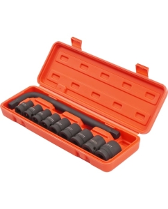 Купить Набор ударных головок Airline 1/2" 38 мм, 10-24 мм, Г-вороток, пластиковый кейс, 10 предметов ATAS070  в E-mobi