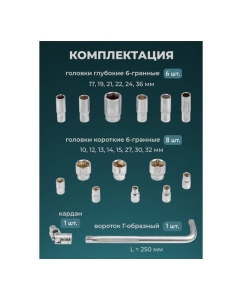 Купить Набор головок Rockforce 16 предметов RF-4169(58293)  в E-mobi