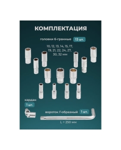 Купить Набор глубоких головок Rockforce 15 предметов RF-4157(58291)  в E-mobi