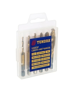 Купить Набор сверл-метчиков ТУНДРА, TiN, шестигранный хвостовик, М3-М10, 65-72 мм, 6 шт. 7139567  в E-mobi