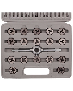 Купить Набор метчиков и плашек SPARTA М3-М12, плашко-метчикодержатель, 40 предметов, в пластиковом боксе 773155  в E-mobi