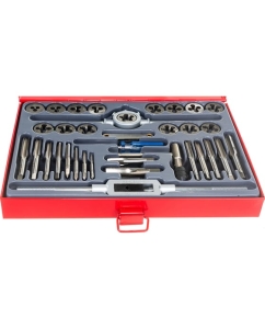 Купить Набор метчиков и плашек Зубр МАСТЕР сталь 9ХС, 35 предметов 28117-H35_z01  в E-mobi