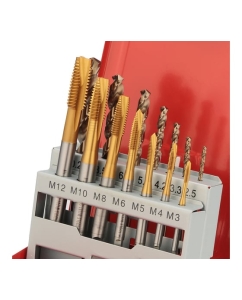 Купить Набор машинных метчиков H-Tools M3-M12 HSSE-TiN DIN371/376 + сверла 14пр 245051THT  в E-mobi