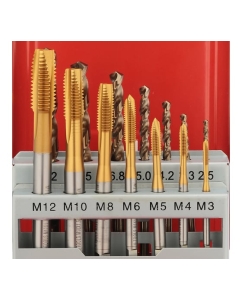 Купить Набор машинных метчиков H-Tools M3-M12 HSSE-TiN DIN371/376 + сверла 14пр 245051THT  в E-mobi