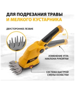 Купить Аккумуляторные ножницы-кусторез с телескопической штангой DENZEL G801E 7.2 В, Li-Ion, 1.5 А*ч 96815  в E-mobi