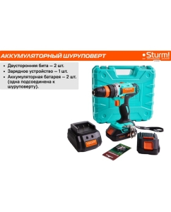 Купить Аккумуляторная дрель Sturm 18 В, 1BatterySystem, 2 акк. 2,0Ач,съемный патрон, кейс CD3618T  в E-mobi