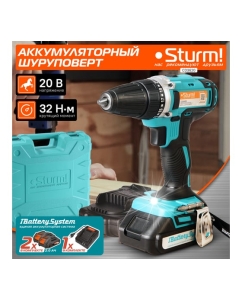 Купить Аккумуляторная дрель Sturm 20 В, 1BatterySystem, 2 акк., 2,0 Ач, кейс CD3620  в E-mobi