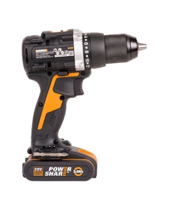 Купить Аккумуляторная бесщёточная дрель-шуруповерт WORX 20В, 60Нм, бесщеточная, 2Ач х2, ЗУ, кейс WX102  в E-mobi