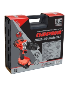 Купить Дрель-шуруповерт Парма акк. дша-02-2021/2li 21 в, 2 ач, 2 акк.,2 скор., подсв., индик., кейс 02.021.00016  в E-mobi