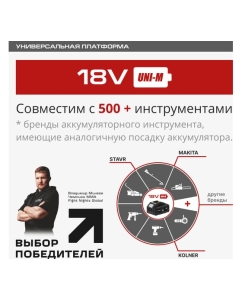Купить Шуруповерт ударный аккумуляторный Ставр 230 Нм, hex 1/4+1/2, BL двиг, 18V UNI-M, Stavr SID 18BL-230V-1K 9022300034  в E-mobi