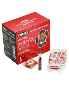 Купить Универсальный фрезер Спец МФУ-2000 нов. дизайн ,2000 Вт,12000-26000 об/мин, 6-8-12 мм+ маркер + трикотажные перчатки + рулетка 5 м х 18 мм СПЕЦ-4038/3385/8058/3601  в E-mobi