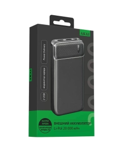 Купить Внешний аккумулятор AKAI BE-20007 PD 20000 мА/ч для мобильных устройств, черный  в E-mobi