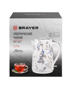 Купить Чайник электрический Brayer BR1083 1.7 л белый, голубой  в E-mobi
