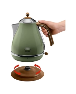 Купить Чайник электрический Delonghi IconaVintage 1.7 л зеленый, коричневый  в E-mobi