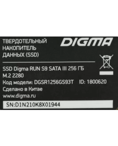 Купить SSD накопитель DIGMA Run S9 M.2 256 ГБ (DGSR1256GS93T)  в E-mobi