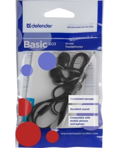 Купить Наушники проводные внутриканальные Defender Basic 603, черный  в E-mobi