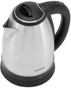 Купить Электрочайник Starwind SKS1051, 1,8 л, 1500 Вт, серебристый матовый/черный  в E-mobi