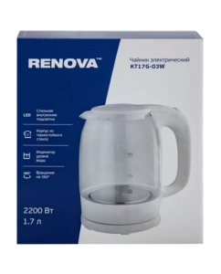 Купить Чайник электрический Renova KT17G-03W 1.7 л белый  в E-mobi