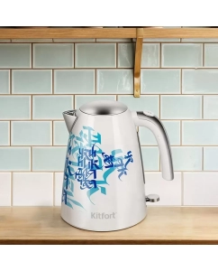 Купить Чайник электрический Kitfort KT-6772 1.7 л белый; синий; серебристый  в E-mobi