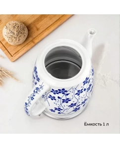 Купить Чайник электрический Kitfort КТ-6788 1 л белый, синий  в E-mobi