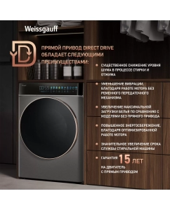 Купить Cтиральная машина инвентор Weissgauff WM 58411 Direct Drive Inverter Premium Steam Grey  в E-mobi