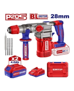 Купить Аккумуляторный перфоратор emtop напряжение: 20 В, скорость холостого хода: 0-930 об/мин, скорость удара: 0-4400 об/мин ELRH202882  в E-mobi