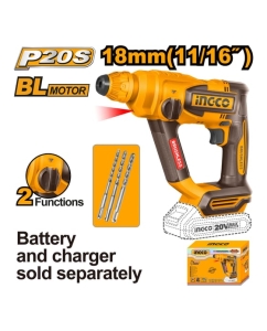 Купить Аккумуляторный перфоратор INGCO 20В 1.8Дж без АКБ и ЗУ SUPER INDUSTRIAL CRHLI20188  в E-mobi