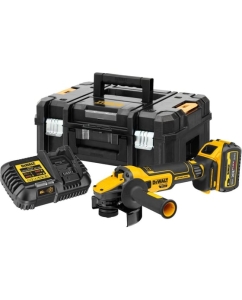 Купить Аккумуляторная угловая шлифмашина DEWALT DCG409T1, 18/54 В, 125 мм, 9000 об/мин, с АКБ 6 Ач и ЗУ, в кейсе TSTAK DCG409T1-QW в E-mobi