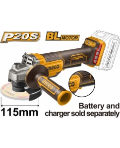 Купить Аккумуляторная УШМ INGCO SUPER INDUSTRIAL 20В, BL 115мм, без АКБ и ЗУ CAGLI211156  в E-mobi