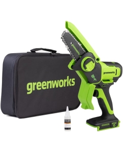 Купить Цепная мини пила аккумуляторная GreenWorks 24V, 10см, c 1хАКБ 2Ач с USB и ЗУ 2008207USB2  в E-mobi