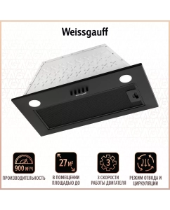 Купить Вытяжка встраиваемая Weissgauff Leaf 600 PB Full Black Enamel черная в E-mobi