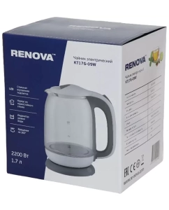Купить Чайник электрический Renova Kt17g-09 w 1.7 л прозрачный, серый, белый  в E-mobi