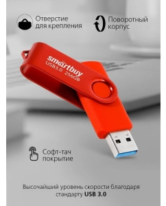Купить Флэш диск Smartbuy 256GB Twist Red (SB256GB3TWR) в E-mobi