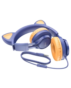 Купить Наушники с микрофоном HOCO W36, детский дизайн, разъём 3.5mm, 1.2m, синие  в E-mobi