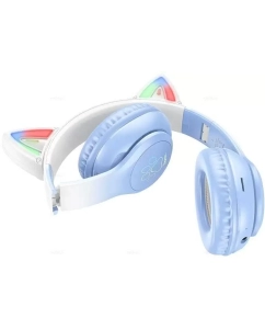 Купить Беспроводные наушники Hoco W42 Cat ear Crystal blue (H154)  в E-mobi