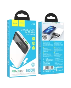 Купить Внешний аккумулятор Hoco J102 White 10000 мА/ч для мобильных устройств, белый (J102)  в E-mobi