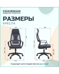Купить Компьютерное кресло CHAIRMAN CH 636, черный пластик, темно-серый  в E-mobi