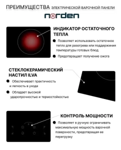 Купить Встраиваемая варочная панель электрическая Norden VTRC 4G BLG черный  в E-mobi