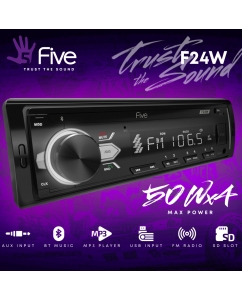 Купить Автомагнитола FIVE F24W (1din/белая/Bluetooth/USB/AUX/SD/FM/4*50) в E-mobi