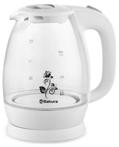 Купить Чайник электрический SAKURA SA-2715W 1.7 л прозрачный, белый в E-mobi