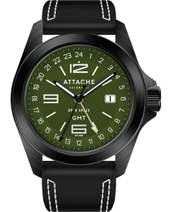 Купить Российские механические наручные часы ATTACHE OPEN-SPACE-GMT-BGREEN в E-mobi