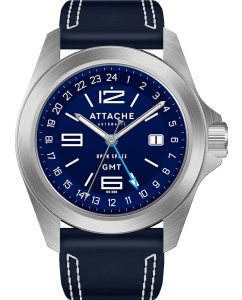 Купить Российские механические наручные часы ATTACHE OPEN-SPACE-GMT-SBLUE в E-mobi