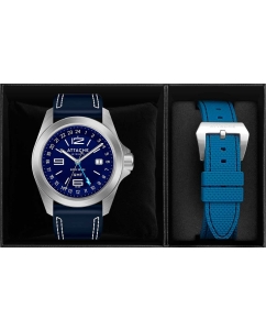 Купить Российские механические наручные часы ATTACHE OPEN-SPACE-GMT-SBLUE  в E-mobi