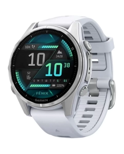 Купить Смарт-часы Garmin Fenix 8 43 мм Amoled Silver с силиконовым ремешком Whitestone в E-mobi